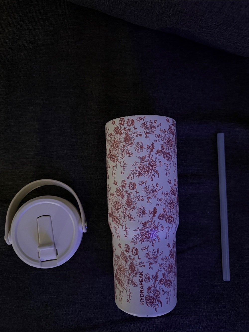 HydroPeak White and Rose Floral Insulated Tumbler